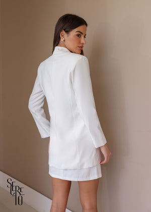 Trijunto Blazer, Cropped e Saia Margareth Off White