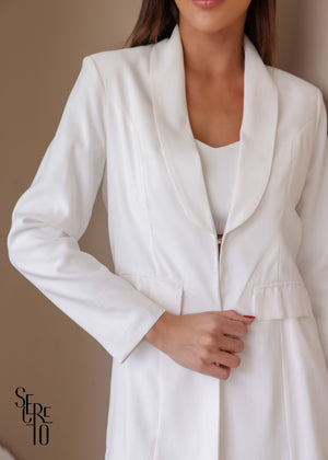 Trijunto Blazer, Cropped e Saia Margareth Off White