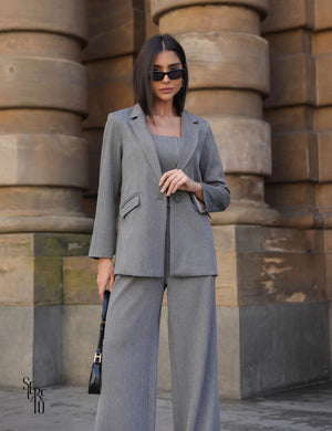 Blazer Alongado Ginana Cinza