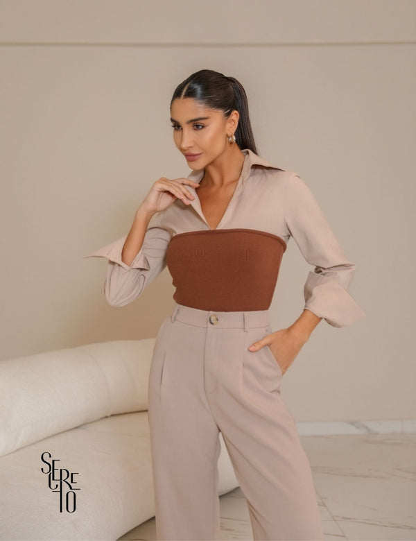 Blusa Manga Longa Jaqueline Camel