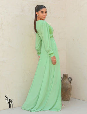 Vestido Longo Renda Polly Verde Menta