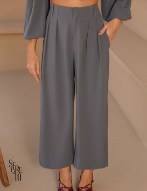 Conjunto Cropped e Pantacourt Mia Cinza