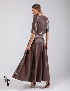 Conjunto Saia e Cropped Chiara Capuccino