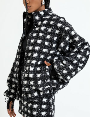 Casaco Lã Paetê Dinah Preto