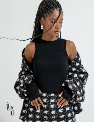 Casaco Lã Paetê Dinah Preto