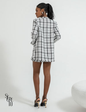 Conjunto Blazer e Short-Saia Tweed Bly Off White