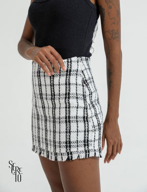 Conjunto Blazer e Short-Saia Tweed Bly Off White