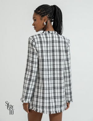 Conjunto Blazer e Short-Saia Tweed Bly Off White