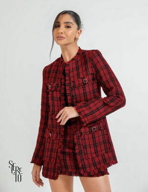 Conjunto Blazer e Short-Saia Tweed Bly Marsala