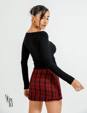 Conjunto Blazer e Short-Saia Tweed Bly Marsala