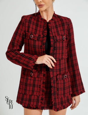 Conjunto Blazer e Short-Saia Tweed Bly Marsala