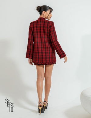 Conjunto Blazer e Short-Saia Tweed Bly Marsala