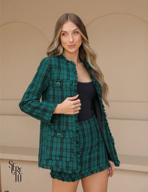 Conjunto Blazer e Short-Saia Tweed Bly Verde