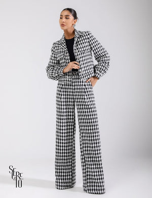 Conjunto Casaco e Calça Tweed Veronica Preto