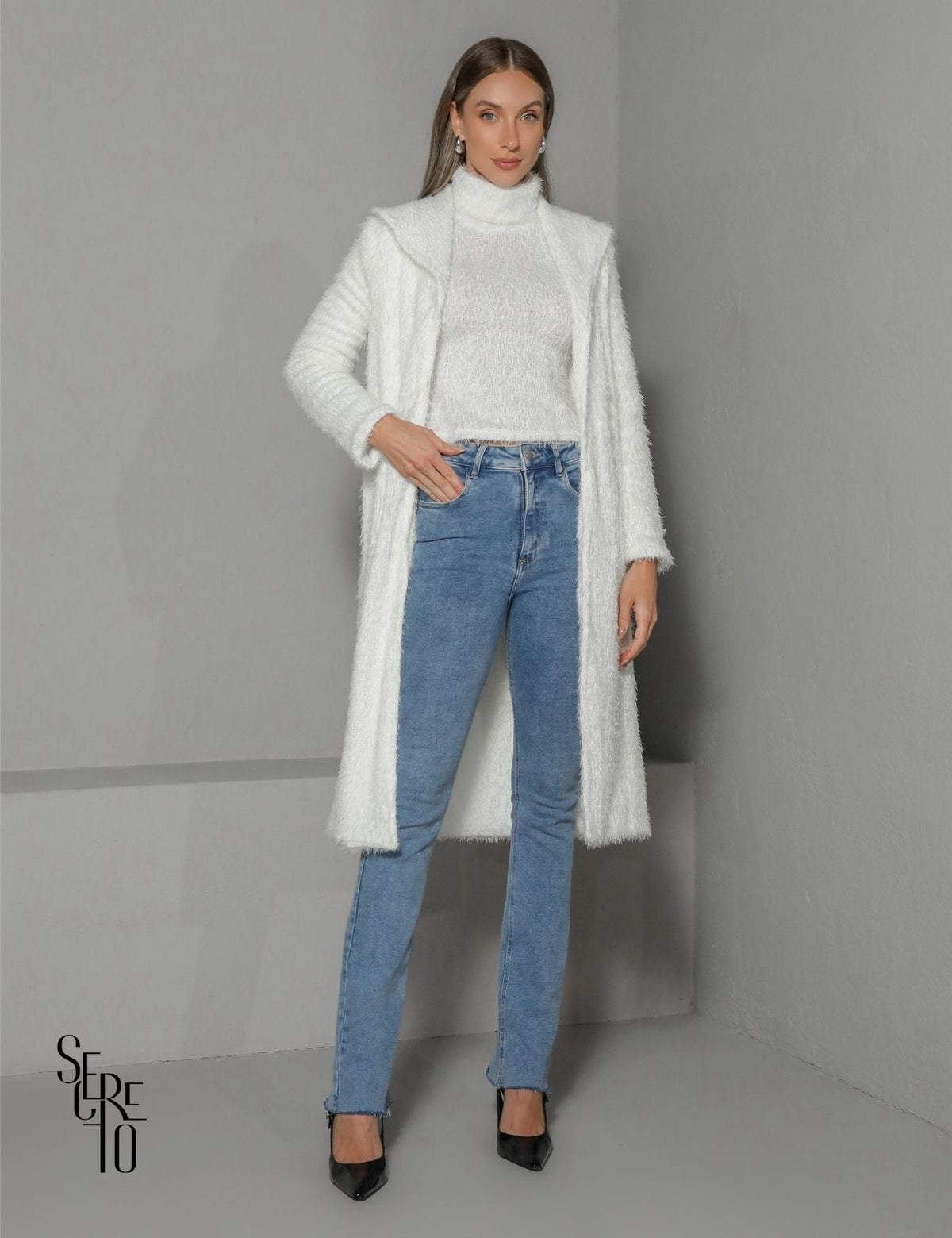 Casaco Longo Fluffy Jessie Off White