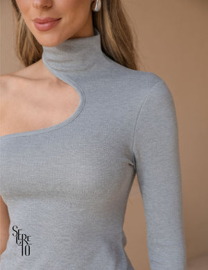 Blusa Canelada Recortes Laila Mescla