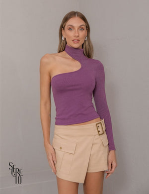 Blusa Canelada Recortes Laila Violeta