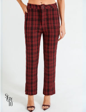 Conjunto Colete e Calça Tweed Liz Marsala