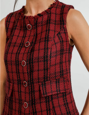 Conjunto Colete e Calça Tweed Liz Marsala