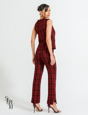 Conjunto Colete e Calça Tweed Liz Marsala