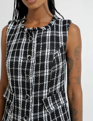 Conjunto Colete e Calça Tweed Liz Preto