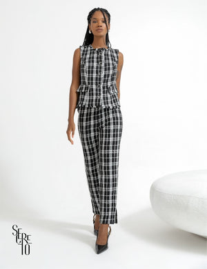 Conjunto Colete e Calça Tweed Liz Preto