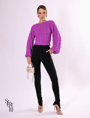 Blusa Tricô Color Pilar Roxo