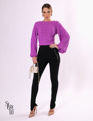 Blusa Tricô Color Pilar Roxo