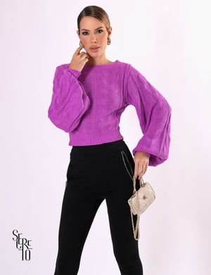 Blusa Tricô Color Pilar Roxo