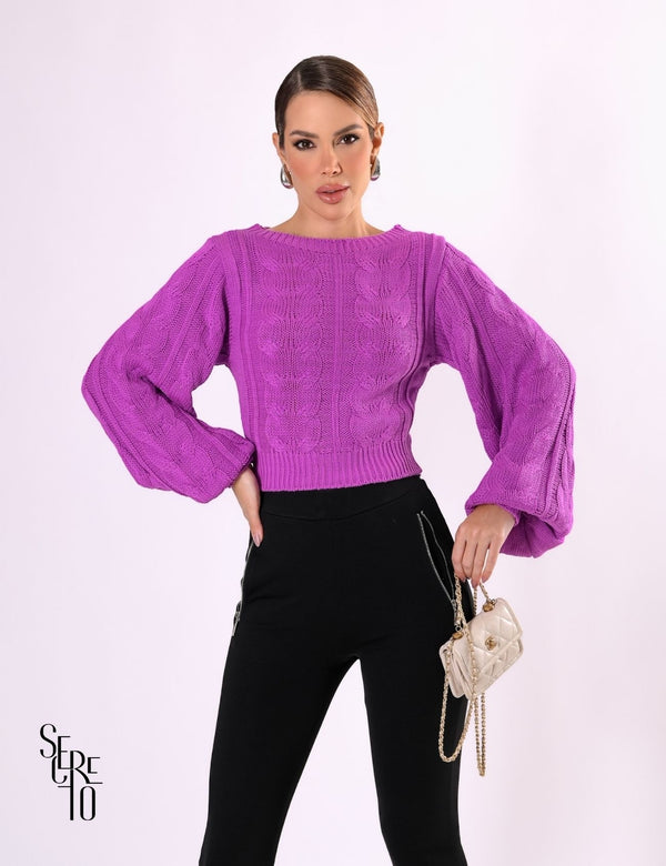 Blusa Tricô Color Pilar Roxo