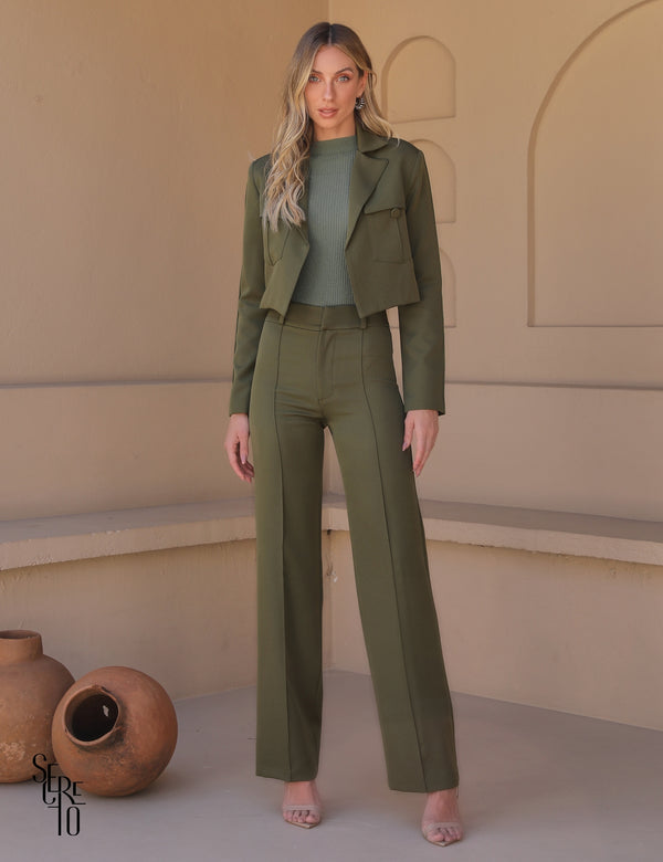 Conjunto Blazer e Calça Barbara Verde Militar