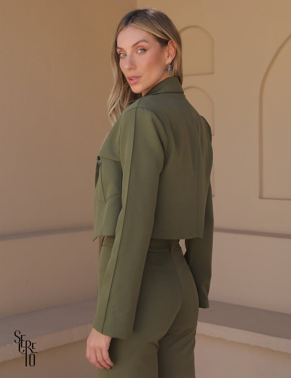 Conjunto Blazer e Calça Barbara Verde Militar