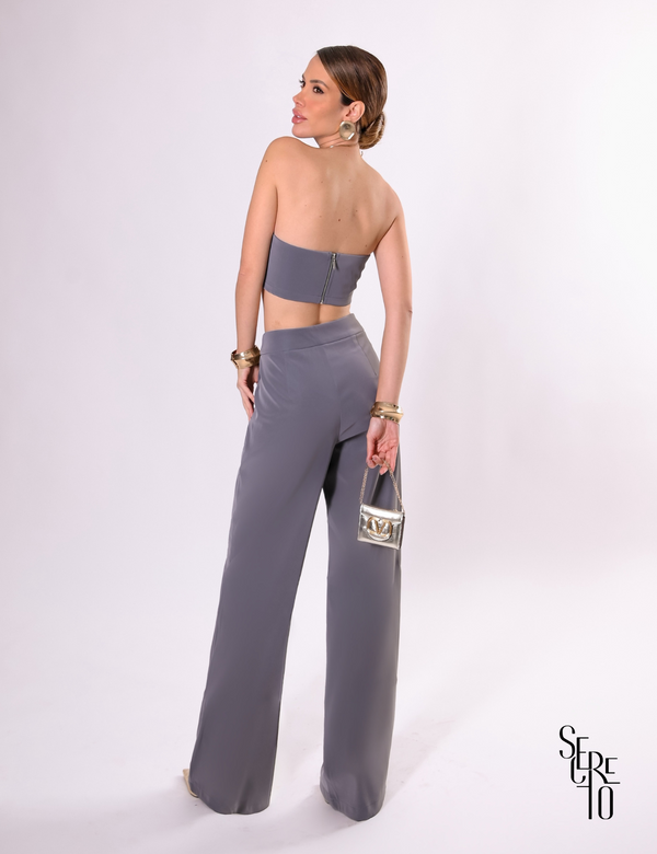 Calça Couro Velvet Briana Cinza