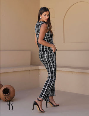 Conjunto Colete e Calça Tweed Liz Preto