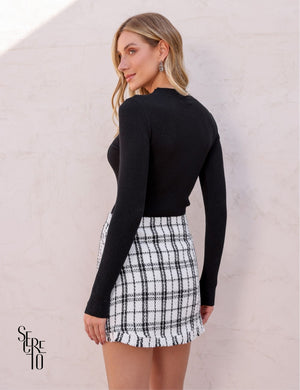 Conjunto Blazer e Short-Saia Tweed Bly Off White