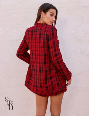 Conjunto Blazer e Short-Saia Tweed Bly Marsala