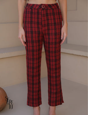 Conjunto Colete e Calça Tweed Liz Marsala