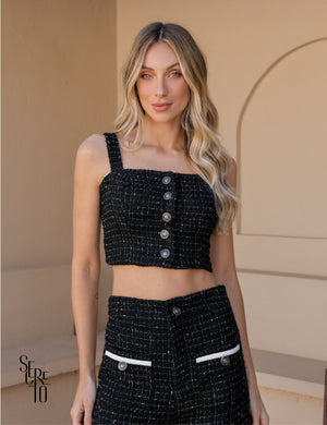 Conjunto Blusa e Calça Tweed Bia Preto