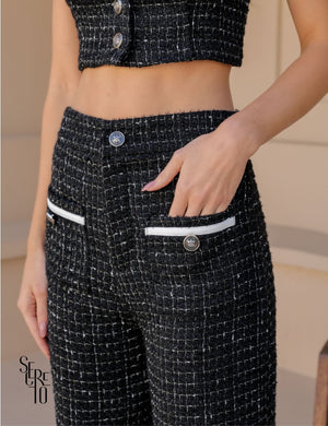 Conjunto Blusa e Calça Tweed Bia Preto