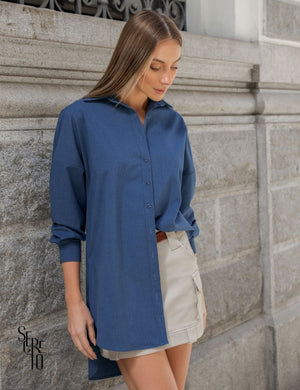 Max Camisa Zíper Viviana Azul