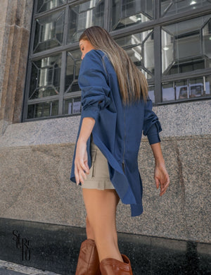 Max Camisa Zíper Viviana Azul