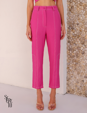 Conjunto Cropped e Calça Lina Rosa