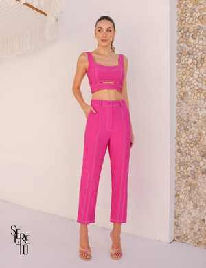 Conjunto Cropped e Calça Lina Rosa