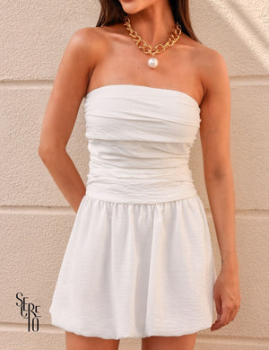 Vestido Curto T.Q.C Balonê Julia Off White