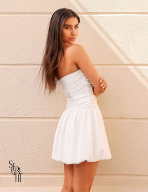 Vestido Curto T.Q.C Balonê Julia Off White