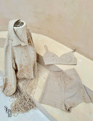 Conjunto Top e Short Linho Manu Natural