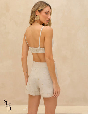 Conjunto Top e Short Linho Manu Natural