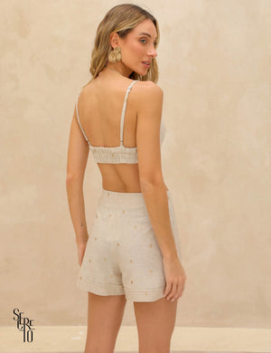 Conjunto Top e Short Linho Manu Natural