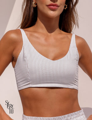 Top Listrado Barbara Bege