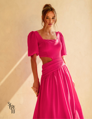Vestido manga bufante Yasmine Pink